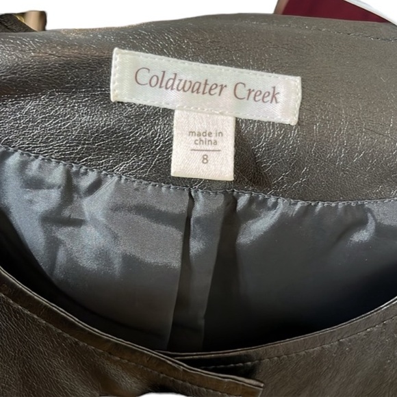 Coldwater Creek  size 8 silver platinum leather jacket swing style 3/4 sleeve - Picture 6 of 8